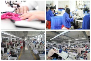 Private label bra manufacturing factory in China showing sewing production, quality inspection and custom branding services