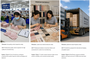 Professional quality control inspection for high quality bra manufacturing.