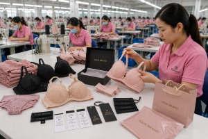 Professional private label bra manufacturer producing custom branded lingerie.